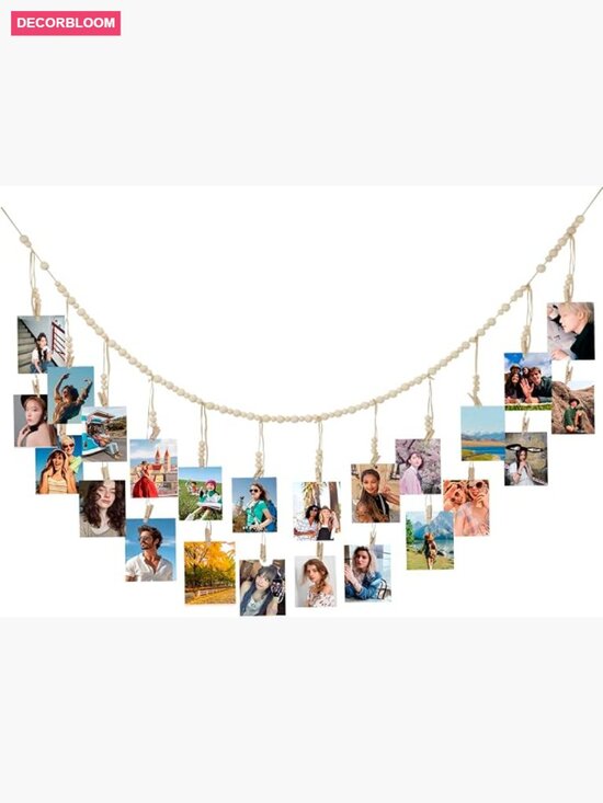 Other - Boho Hanging Photo Display with Clips and String 55 inch